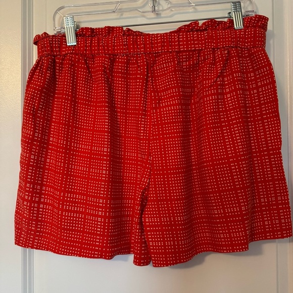 Banana Republic Linen Blend Orange & White Patterned Women's Pull On Shorts - Picture 2 of 5